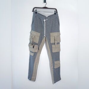 NWT Lifted Anchors Cargo Joggers Gray & Beige Tech Utility Pants - Size Large